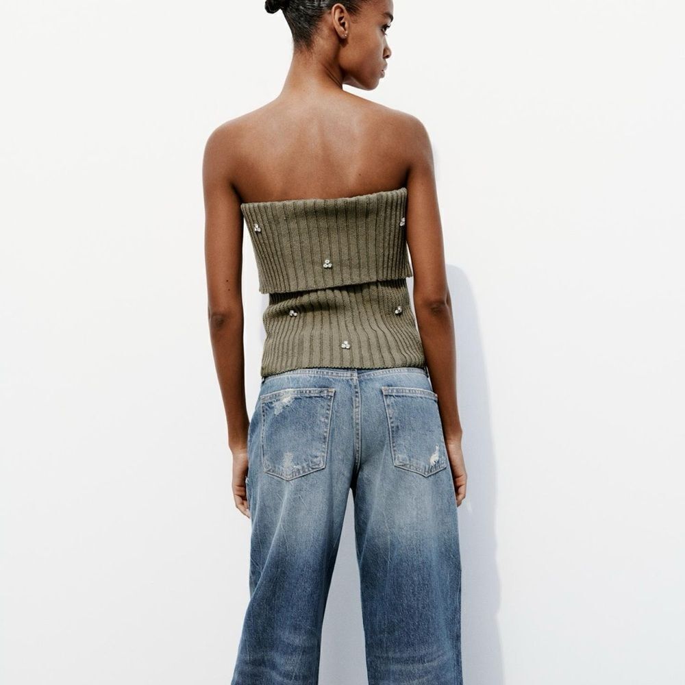 Zara jewel beaded off the shoulder knit top - Picture 3 of 7
